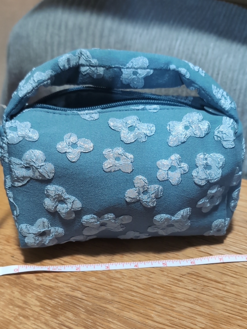 Ulta Beauty Teal Blue Floral Appliqué Cosmetic Pouch